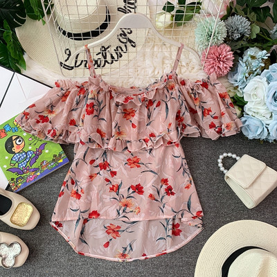 Σύγχρονη κυρία μπλούζα με floral μοτίβο σε τέσσερα χρώματα