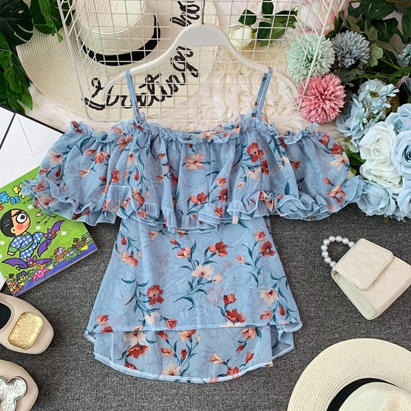 Σύγχρονη κυρία μπλούζα με floral μοτίβο  σε τέσσερα χρώματα