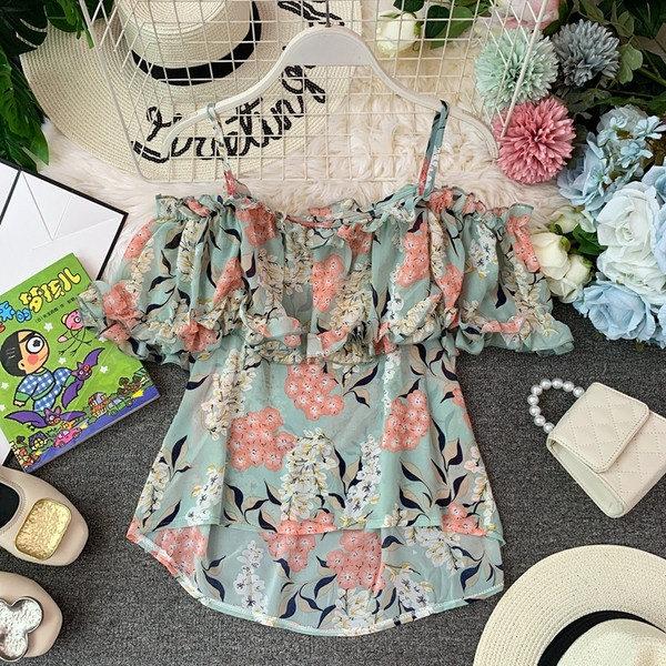 Σύγχρονη κυρία μπλούζα με floral μοτίβο  σε τέσσερα χρώματα