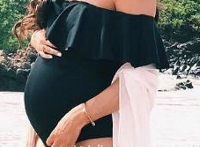 Γυναικείο ολόσωμο μαγιό για έγκυες γυναίκες με φυτικό μοτίβο σε δύο χρώματα