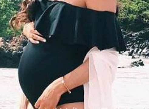 Γυναικείο ολόσωμο μαγιό για έγκυες γυναίκες με φυτικό μοτίβο σε δύο χρώματα