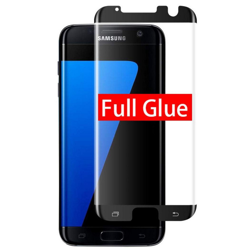 Стъклен протектор за Samsung S7 edge - Full glue черен