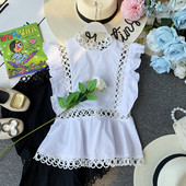 Modern női felső, fekete-fehér, hímzéssel