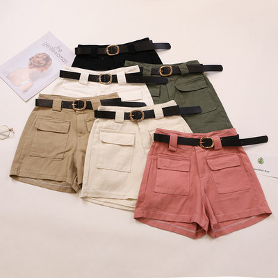 Стилен дамски панталон с джобове и колан в няколко цвята