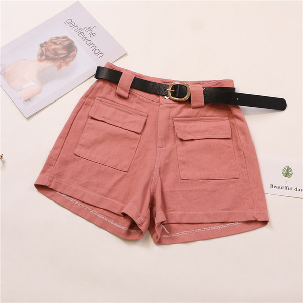 Стилен дамски панталон с джобове и колан в няколко цвята