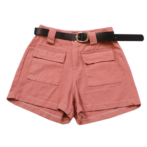 Стилен дамски панталон с джобове и колан в няколко цвята