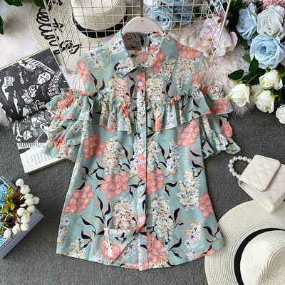 Modern női ing virágos motívummal és gombokkal több színben