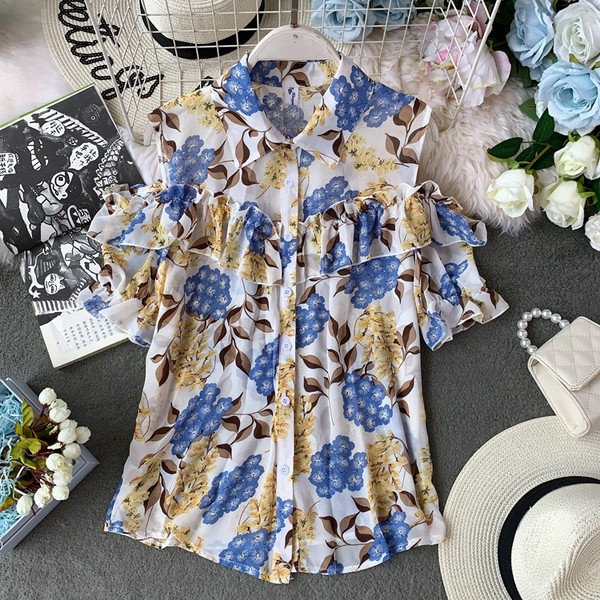 Modern női ing virágos motívummal és gombokkal több színben