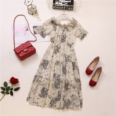 Rochie de vara cu maneci scurte si motiv floral