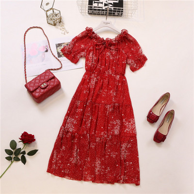 Rochie de vara cu maneci scurte si motiv floral