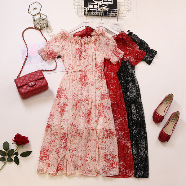 Rochie de vara cu maneci scurte si motiv floral