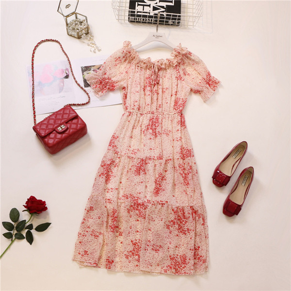 Rochie de vara cu maneci scurte si motiv floral