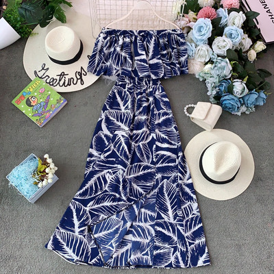 Modern női ruha virágmotívummal, különböző színekben