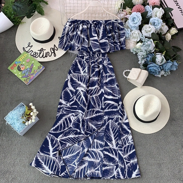 Modern női ruha virágmotívummal, különböző színekben