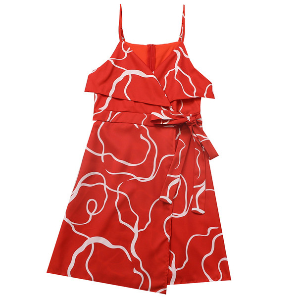 Stílusos női ruha V-nyakú és pántokkal több színben