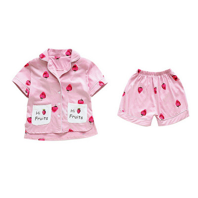 Детска пижама за момичета в розов цвят от две части