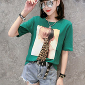 Bluză casual de damă cu mâneci scurte și model leopard