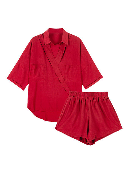 Stílusos női kétrészes szett fekete és piros színben