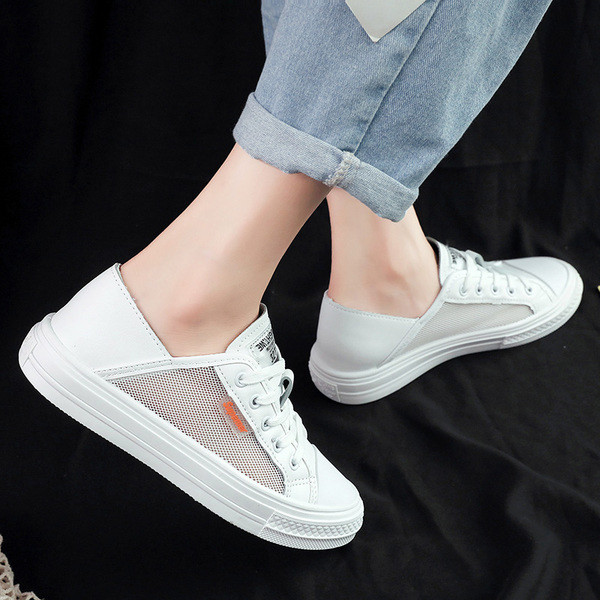 Καθημερινά γυναικεία πάνινα παπούτσια  σε κίτρινο και λευκό χρώμα