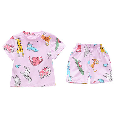 Детска пижама в два цвята от две части за момичета