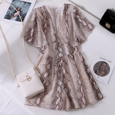 Μοντέρνα γυναικεία σαλοπέτα με λαιμόκοψη σε σχήμα V και εκτύπωση ζώων