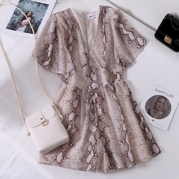 Μοντέρνα γυναικεία σαλοπέτα με λαιμόκοψη σε σχήμα V και εκτύπωση ζώων