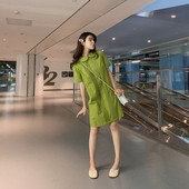 καθημερινό γυναικείο φόρεμα με κοντό μανίκι σε πράσινο χρώμα