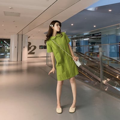 καθημερινό γυναικείο φόρεμα με κοντό μανίκι σε πράσινο χρώμα