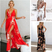 Μοντέρνο γυναικείο φόρεμα με λεπτό λουράκι και σχισμή σε τέσσερα χρώματα