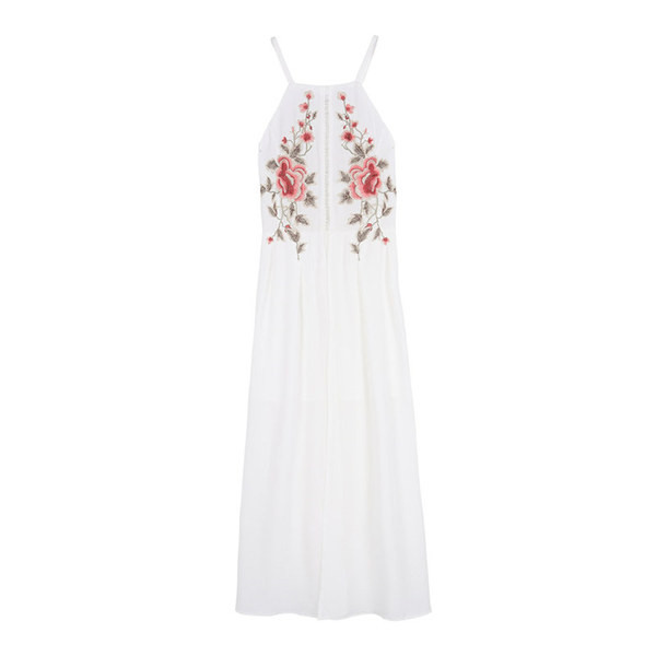 Γυναικείο καλοκαιρινό φόρεμα σε δύο χρώματα με κεντήματα