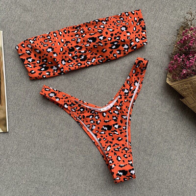 Γυναικείο μαγιό με λεοπάρδαλη πριντ σε πορτοκαλί χρώμα - τρία μοντέλα