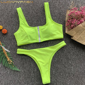 Kétrészes fürdőruha piros és zöld cipzárral