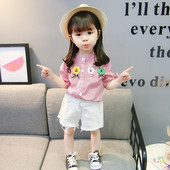 Модерна детска риза за момичета в бял и червен цвят 