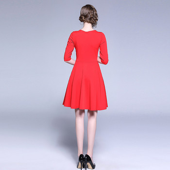 Μοντέρνο γυναικείο φόρεμα με 3/4 μανίκι σε κόκκινο χρώμα