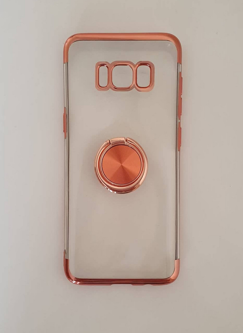 Силиконов калъф с пръстен за Samsung S8 в розов цвят