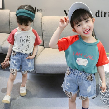 Детска тениска за момичета в три цвята с различни апликации