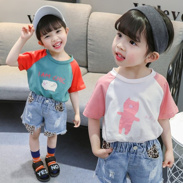 Gyerek póló lányoknak három színben, különböző alkalmazásokkal