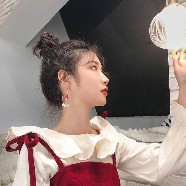 Modern női gyöngyös fülbevaló két színben