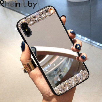 Огледален калъф с камъни за iPhone XS Max