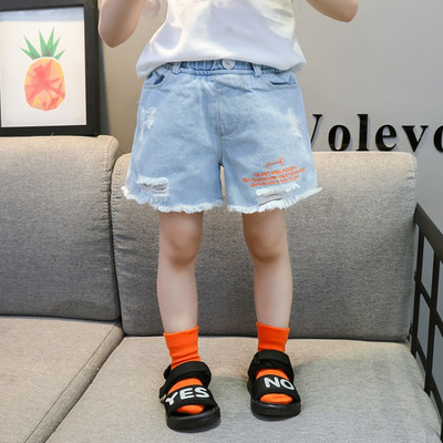 Детски къси дънки за момичета в два цвята с бродерия