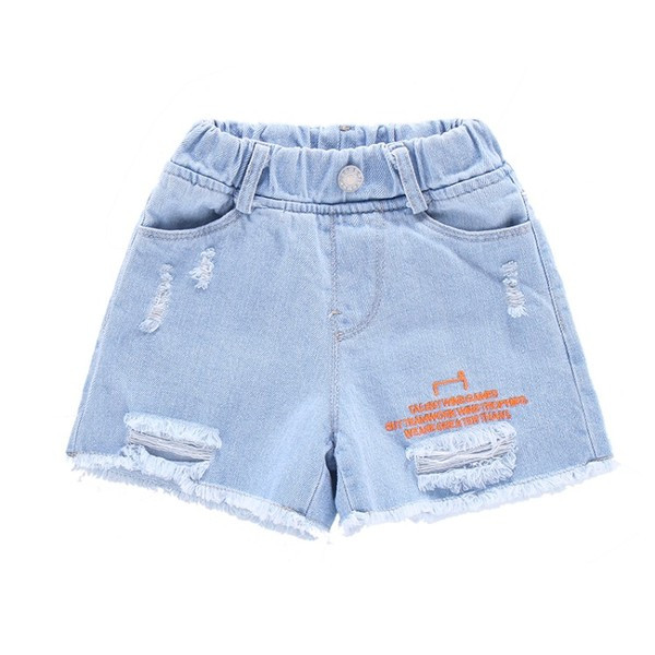 Детски къси дънки за момичета в два цвята с бродерия