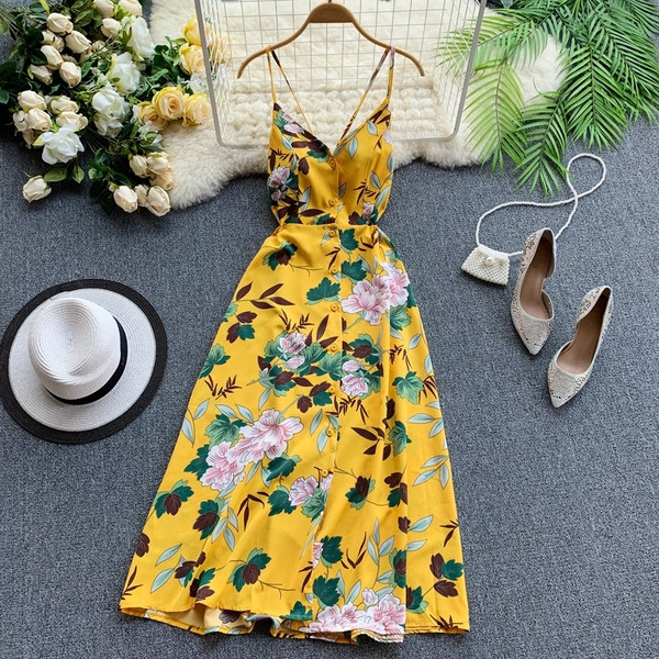 Modern női hosszú ruha vékony pántokkal és gombokkal több színben