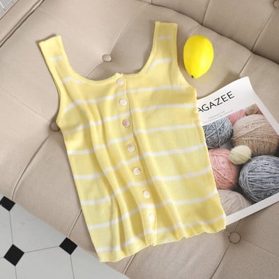 Csíkos női felső, gombokkal és széles pántokkal több színben