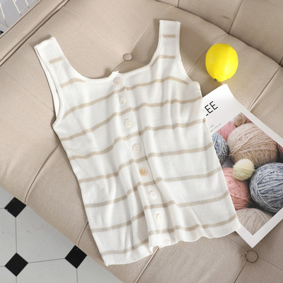 Csíkos női felső, gombokkal és széles pántokkal több színben