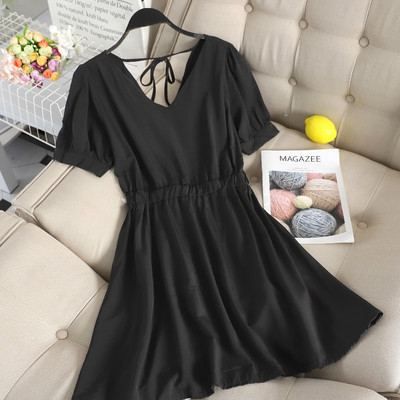 Ежедневна дамска рокля разкроен модел с къс ръкав в няколко цвята