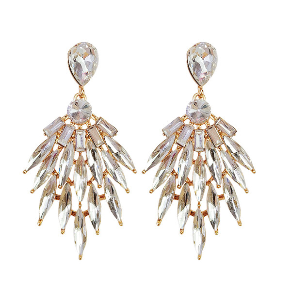 Női lógó fülbevaló fehér kövekkel