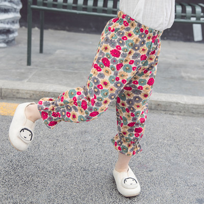 Gyermek nadrág lányoknak két színben virágos motívumokkal