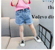 Детски къси дънки с джобове и копче-за момичета