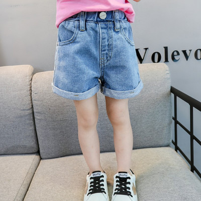 Детски къси дънки с джобове и копче-за момичета