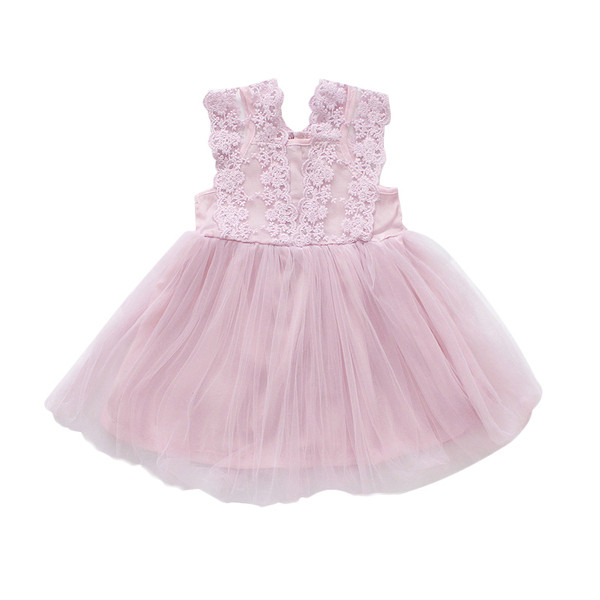 Детска модерна рокля в два цвята с тюл и дантела 